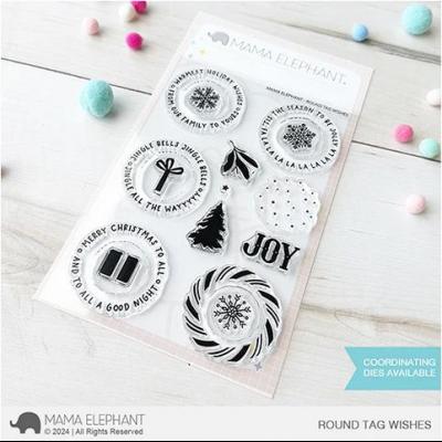 Mama Elephant Stempel - Round Tag Wishes